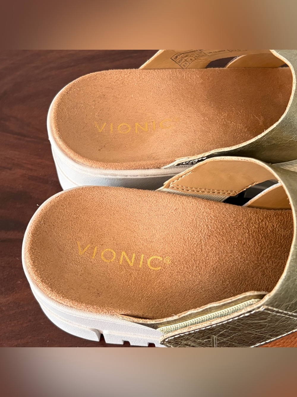 Vionic Uptown Sunset Wedge Slide Slip On Leather Sandals Women’s Size 6.5 - Picture 4 of 7